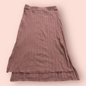 Pact Ribbed Midi Skirt Womens Medium Burnt Rose High Waist Potential Side Slit